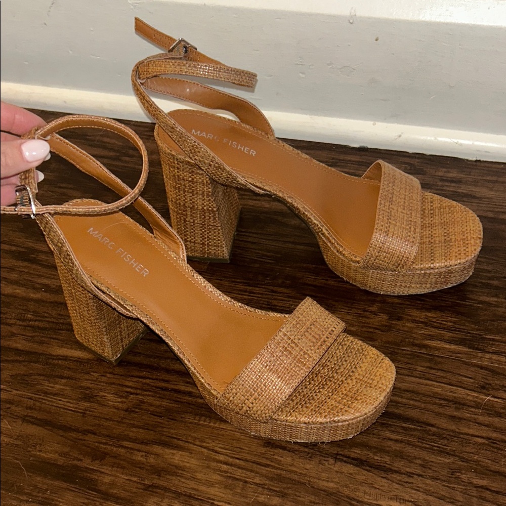Marc Fisher Tan Platform Sandals